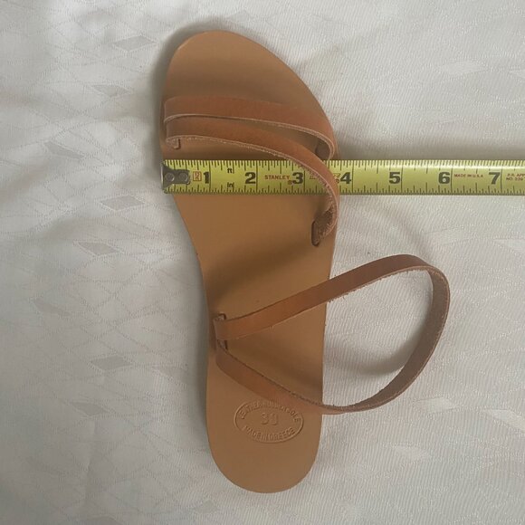 Women's Greek Leather Strappy Sandals Tan Beige Ankle Wrap Size EU 38 US 7.5 - Picture 10 of 10